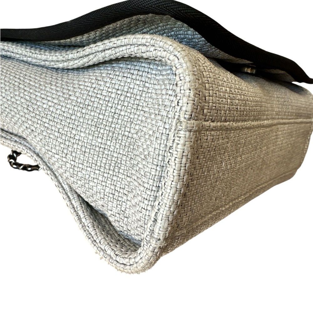 CHANEL COCOMARK Deauville Gray Canvas Crossbody with Black Trim and Chain Strap - Picture 10 of 12